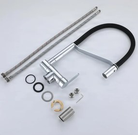 Konyhai csaptelep ELITE EDITION KW1202 lehajtható kifolyóval és kihúzható zuhanyfejjel, több színváltozatban — Gunmetal szürke