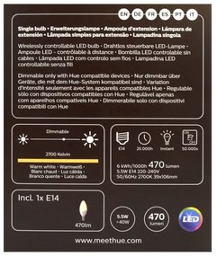 LED Szabályozható izzó Philips Hue WHITE E14/5,5W/230V 2700K