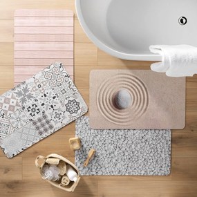 Fehér-szürke gumi fürdőszobai kilépő 50x80 cm Leandra – douceur d'intérieur