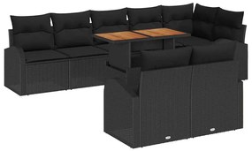 vidaXL Kerti Kanapé Szett párnával 9 pcs Fekete