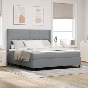 Boxspring Ágy Matrac S-LED Fénnyel Szürke 180x200 cm Szövet