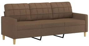 vidaXL 3 személyes barna szövet kanapé lábtartóval 180 cm