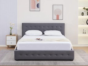 Ágy tárhellyel, 160x200, szürke, MINDY