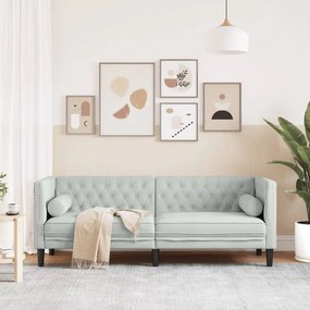 3 személyes világoszöld bársony Chesterfield kanapé párnákkal