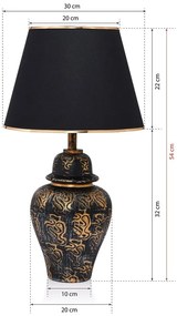 Fekete-aranyszínű asztali lámpa textil búrával (magasság 54 cm) Derin – Opviq lights