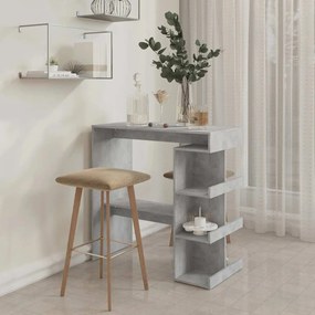 Betonszürke szerelt fa bárasztal tárolópolccal 100x50x101,5 cm