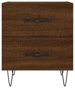 2 db barna tölgyszínű szerelt fa éjjeliszekrény 40x35x47,5 cm