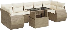 vidaXL 8 részes bézs polyrattan kerti ülőgarnitúra párnával