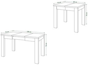Mazzoni FONTE Artisan Tölgy / Bézs (Pezsgő) -KLASSZIKUS 130 cm-re BŐVÍTHETŐ ASZTAL KONYHÁBA/NAPPALIBA!