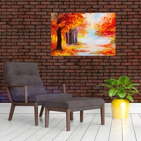 Kép - olajfestmény, színes ősz (90x60 cm)