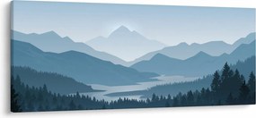 Kép - a hegyek grafikája (120x50 cm)