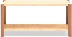 Téglavörös-világos natúr színű polcos állvány tölgyfa dekorral 126x59x43 cm Bona – Teulat