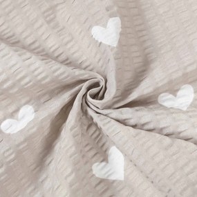 Goldea pamut krepp anyag - szívecskék, latté színű alapon 160 cm