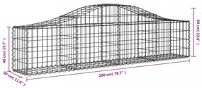 8 db íves horganyzott vas gabion kosár 200x30x40/60 cm