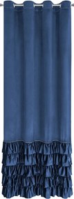 Kész függöny Carli 140x250 sötétkék fodros strasszos csillogó bársony