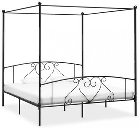 fekete fém baldachinos ágykeret 200 x 200 cm