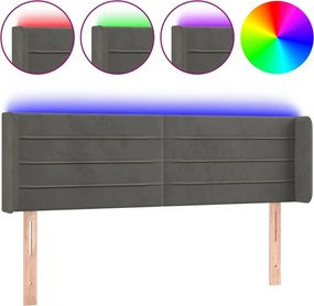 vidaXL sötétszürke bársony LED-es fejtámla 147 x 16 x 78/88 cm