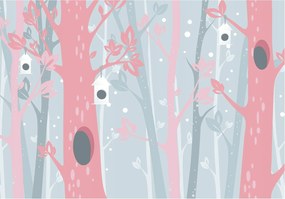 Fotótapéta Rózsaszín Skandináv erdő gyerekszobába 300x210 +ragasztó