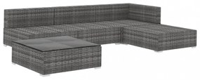 5-részes szürke polyrattan kerti bútorszett párnákkal