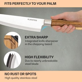 Klarstein Komaki, késkészlet, 8 darabos, 5 kés, 3 vágódeszka, tartó kések élezéséhez