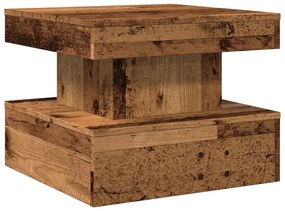 Antik fa színű dohányzóasztal LED-lámpákkal 50 x 50 x 40 cm