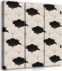 Vászonkép 90x100 Triptichon geometrikus minta legyező kagyló keleti