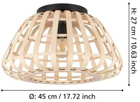 Eglo 390149 - Mennyezeti lámpa MONTEZUELO 1xE27/40W/230V bambusz