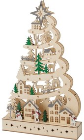 Karácsonyi világító fa, 15 LED, 27x6x 45cm, fa