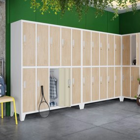 Pléh öltözőszekrény lábakon, 10 rekeszes BARTEK, 1360 x 1720 x 450 mm, Eco Design: fehér/ sonoma tölgy