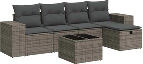 vidaXL 6 részes szürke polyrattan kerti ülőgarnitúra párnákkal