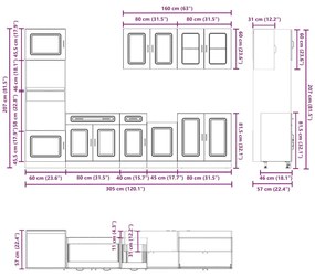 vidaXL 7 részes konyhaszekrény szett Kalmar füstölt tölgy műszaki fa