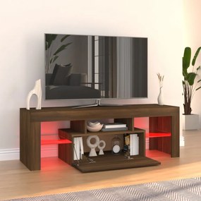 barna tölgyszínű TV-szekrény LED-világítással 120 x 35 x 40 cm