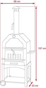 Italia multifunkciós kerti grill, füstölő, pizza sütő