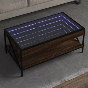 Barna tölgy végtelen hatású LED-es dohányzóasztal 90x50x38 cm