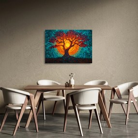 Üveg kép - Az élet fája és a nap mozaikban (70x50 cm)