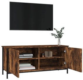 füstös tölgy színű szerelt fa TV-szekrény ajtókkal 102x35x45 cm