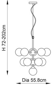 Endon 101147 - Kábelre függesztett csillár OSCAR 11xG9/18W/230V fekete/füstszínű