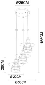 Globo 15086-3H - Csillár VIEJO 3xE27/60W/230V