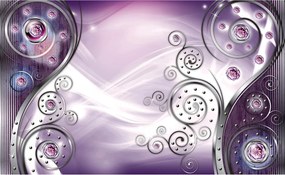 Flizelin fotótapéta Lila ametiszt ezüst dísz 300x210 +ragasztó