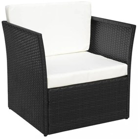 fekete kerti polyrattan szék zsámollyal