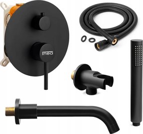 Kádtöltő Csaptelep Falsík Alatti Fekete Matt Kifolyócső Szett Csapteleppel Ellátott Kádhoz