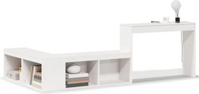 vidaXL fehér tömör fenyőfa éjjeliszekrény íróasztallal 222x107x75 cm