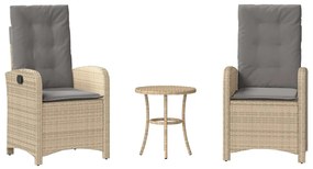 vidaXL 3 részes vegyes bézs polyrattan bisztrógarnitúra párnákkal