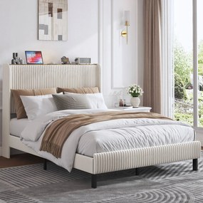 Kárpitozott ágy Dupla ágy Csúszásgátló és csendes 140x200cm Bézs