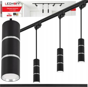 Sínvilágítás Sín 1m 3x Led függőlámpa Tuba GU10 fekete Ezüst