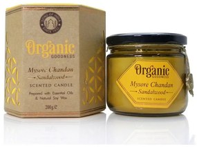 Mysore Chandan - Sandalwood 200 g organikusgyertya borostyánszínű üvegben