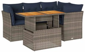 5 részes szürke polyrattan kerti ülőgarnitúra párnákkal