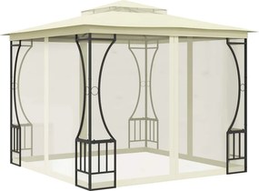 vidaXL krémszínű pavilon hálóval 300 x 300 x 265 cm