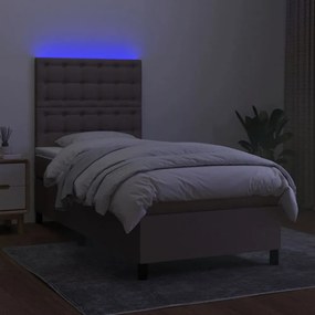 tópszínű szövet rugós és LED-es ágy matraccal 80 x 200 cm
