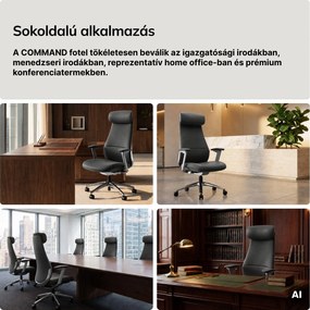 Irodai fotel kárpitozott vezetői szürke: COMMAND